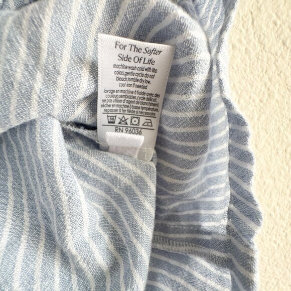 Eberjey Long Sleeve Nautico Stripe Blue White Shirt Top Size Medium - Picture 5 of 9